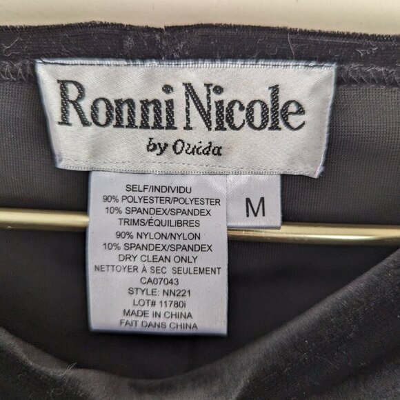 Ronnie Nicole Velvet Sheer Embroidered Mesh Sleeve Cowl Neck top - Picture 5 of 7